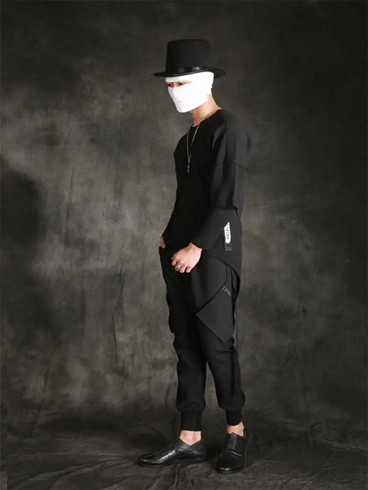 Men's New Fake Two T-Shirts Loose Hip-Hop Street Men Loose Round Collars T-Shirts Irregular Large Size T-Shirts