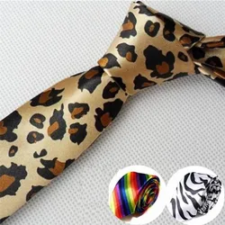 Fashion For Men 5CM 6cm Skinny Neckties Korea Yellow Leopard Print Small Tie Plaid Style White Red Clothing-accessories