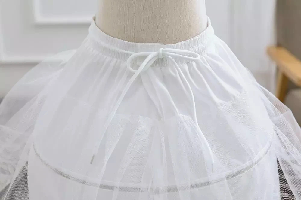 White Toddler Petticoat for Girls Kids Crinoline Underskirt Flower Girl Tulle Dance Dress Puffy Skirt Jupon 3Hoop