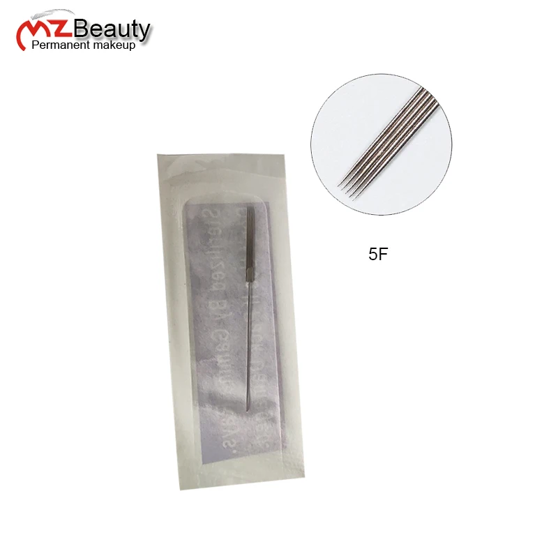 

5F Permanent Makeup Sterilized Tattoo Needles Microblading Flat 5 Agujas Tattoo Supplies PMU Machine 0.35x50mm Needle