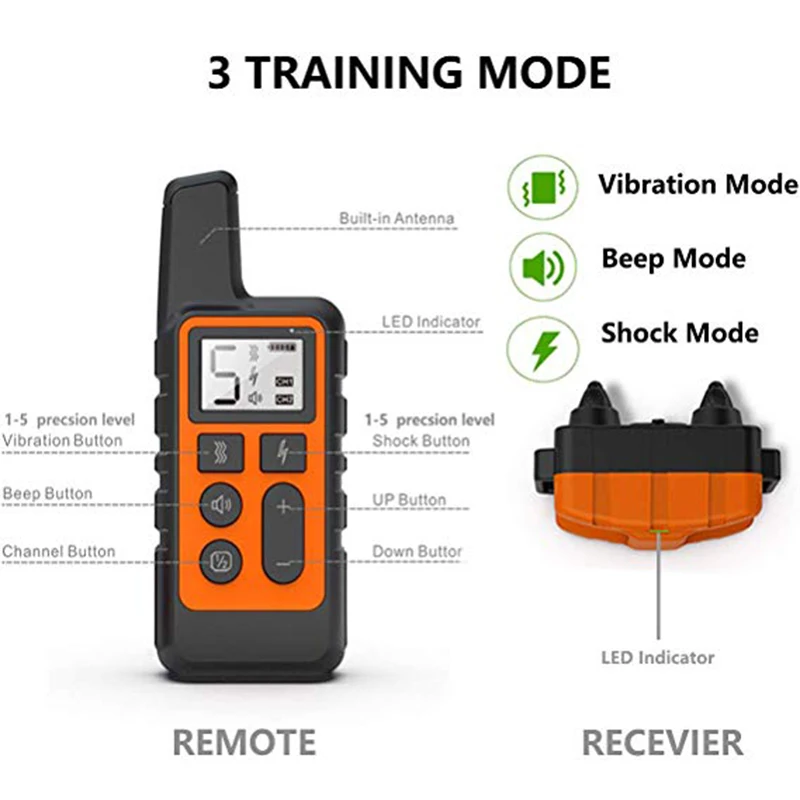 Pet Dog Training Collar Rechargeable Dog Shock Collar with Remote 1000ft Range Pet Behavior Training for Small Medium Large Dogs