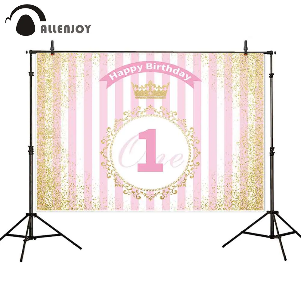 Allenjoy-خلفية مطبوعة لحفلات أعياد الميلاد للأولاد والبنات ، وخلفية للتصوير الفوتوغرافي ، وتاج الباليه الوردي ، والجليتر الذهبي
