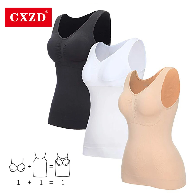 CXZD Plus Size Bra Tank Top Women Body Shaper Removable Shaper Underwear Slimming Vest Corset Shapewear