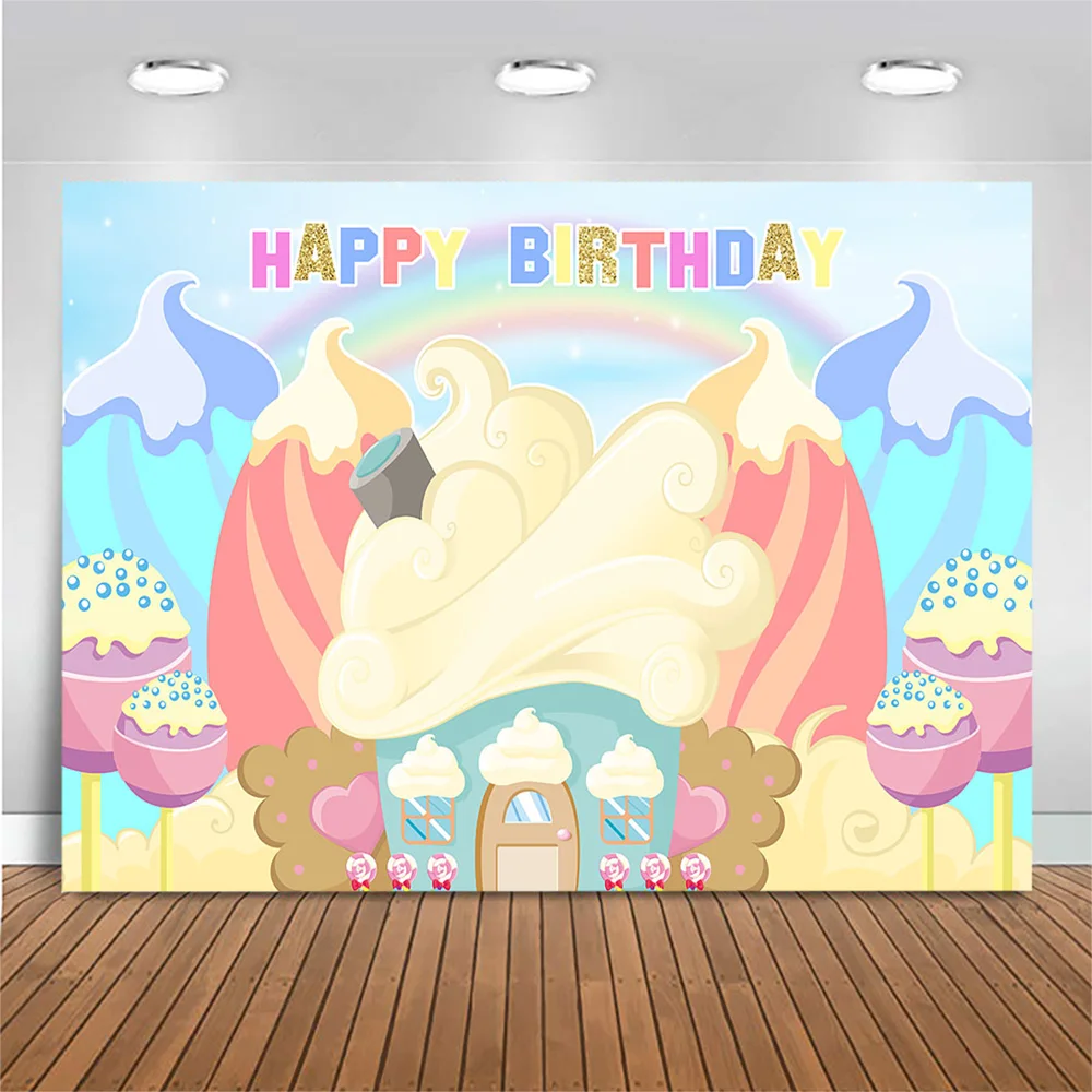 

С Днем Рождения фон мороженое леденец с анимационной радугой фон для фотосъемки с изображением детская День рождения фон для фотосъемки с изображением баннеры