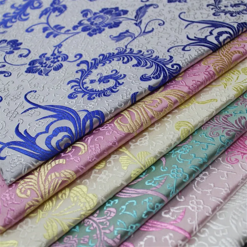 CF921 Blue/Pink/Yellow/Green/White Jacquard Brocade Fabrics Chinese Style Dress Clothes Home Textile Patchwork Fabric