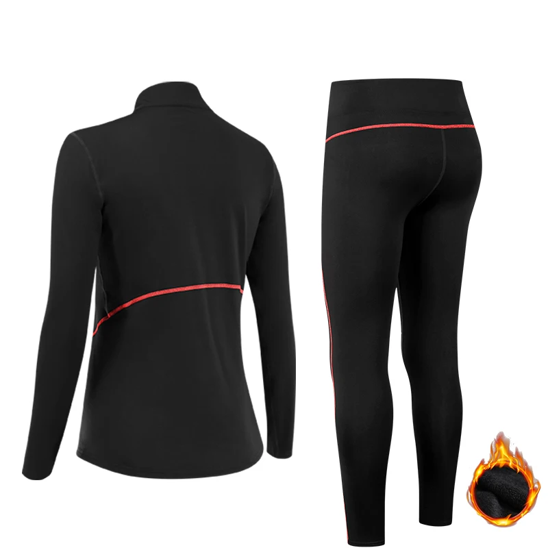 2020 Winter Thermal Fleece Woman Yoga Suit Quick Dry Stretch Running Set Gym Fitness Workout Sportswear Sport Tracksuit Custom