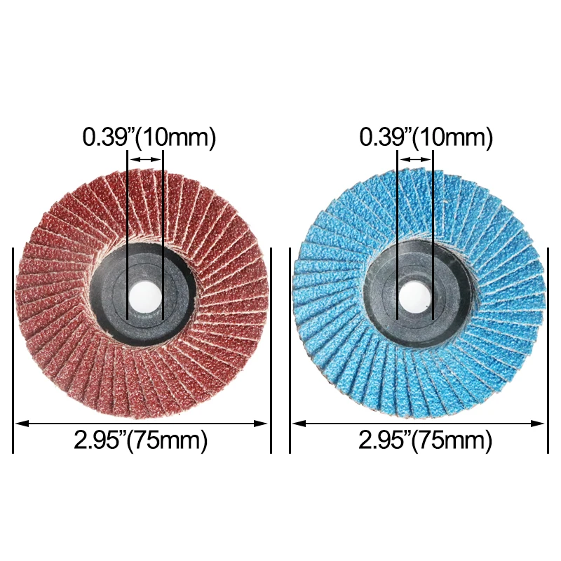 Hiqalty 3 인치 6/10PCS 플랩 디스크 75*10mm 그라인딩 휠 샌딩 디스크 80 그릿 앵글 그라인더 연마 금속 나무 플라스틱