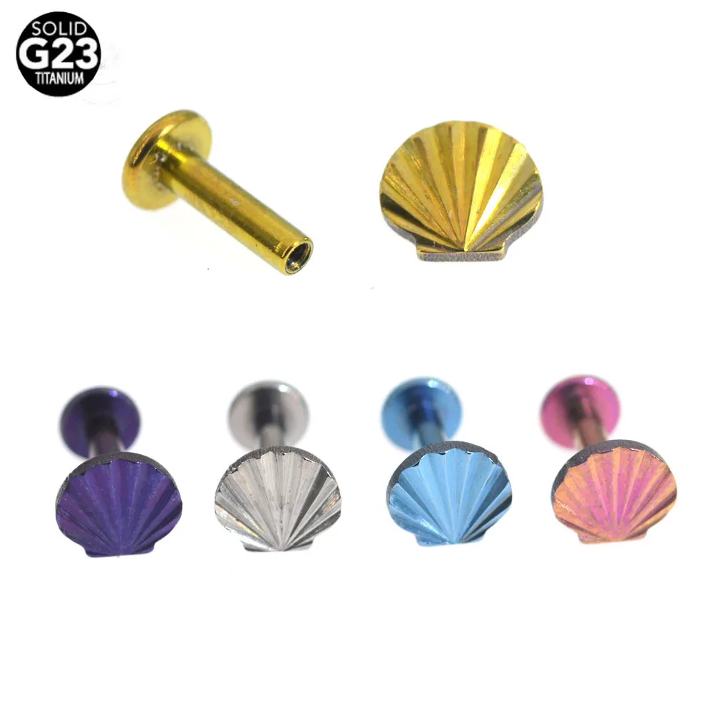 16G G23 Titanium Anodiseren Shell Moon Kraakbeen Helix Oor Piercing Lichaam Sieraden Astm F136 Interne Draad Schroef Labret Piercing