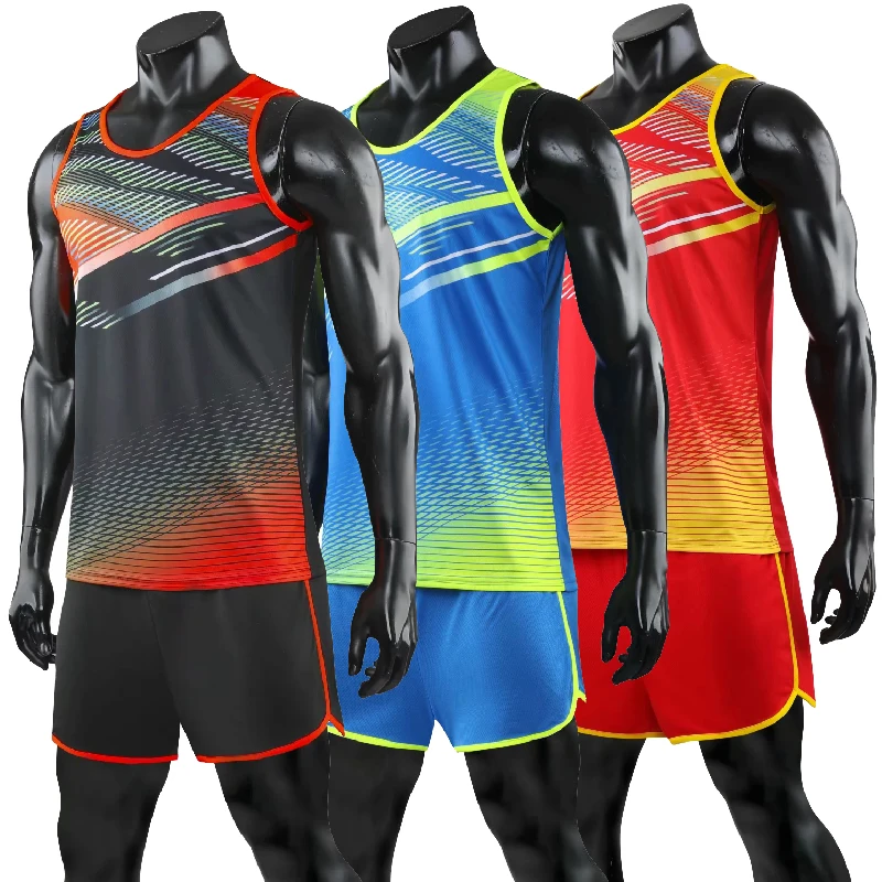 Men Women Running Sets Men 2 pieces Vest+Shorts Competition Running Sets Track and field Sportswear Jogging Marathon Clothes