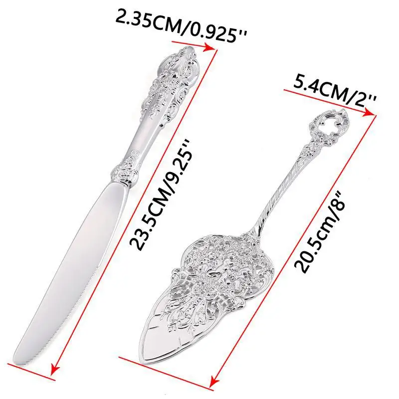 Cake Knife Dinner Knife Long Handle Shovel Royal Cake Server Long Handle Embossment Effect Pizza Dessert Dinnerware kitchen Tool