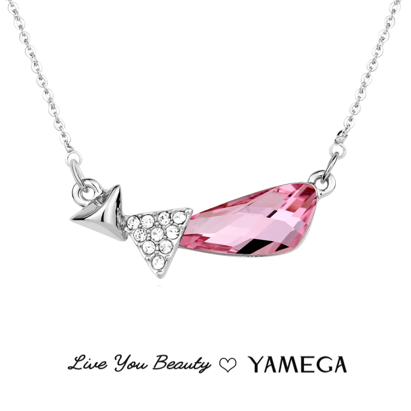 Crystal Pendant Necklace for Women Rhinestone Fine Jewelry Pink Choker Necklace Gift for Lady Collares Brand perfect quality