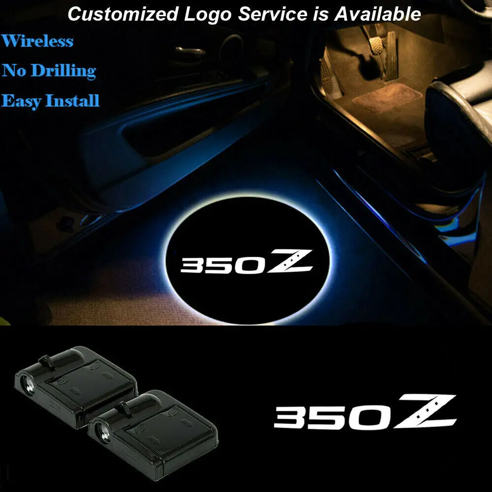 Wireless White 350Z Logo Car Door LED Ghost Shadow Projector Light for 350 Z Fairlady