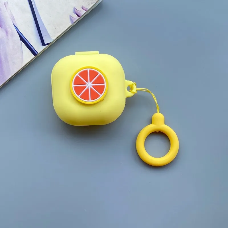 Cartoon Silicone Protective Case for Samsung Galaxy Buds Live 2020 Wireless Bluetooth Earphone Fruit Cover Anti-lost Finger Ring