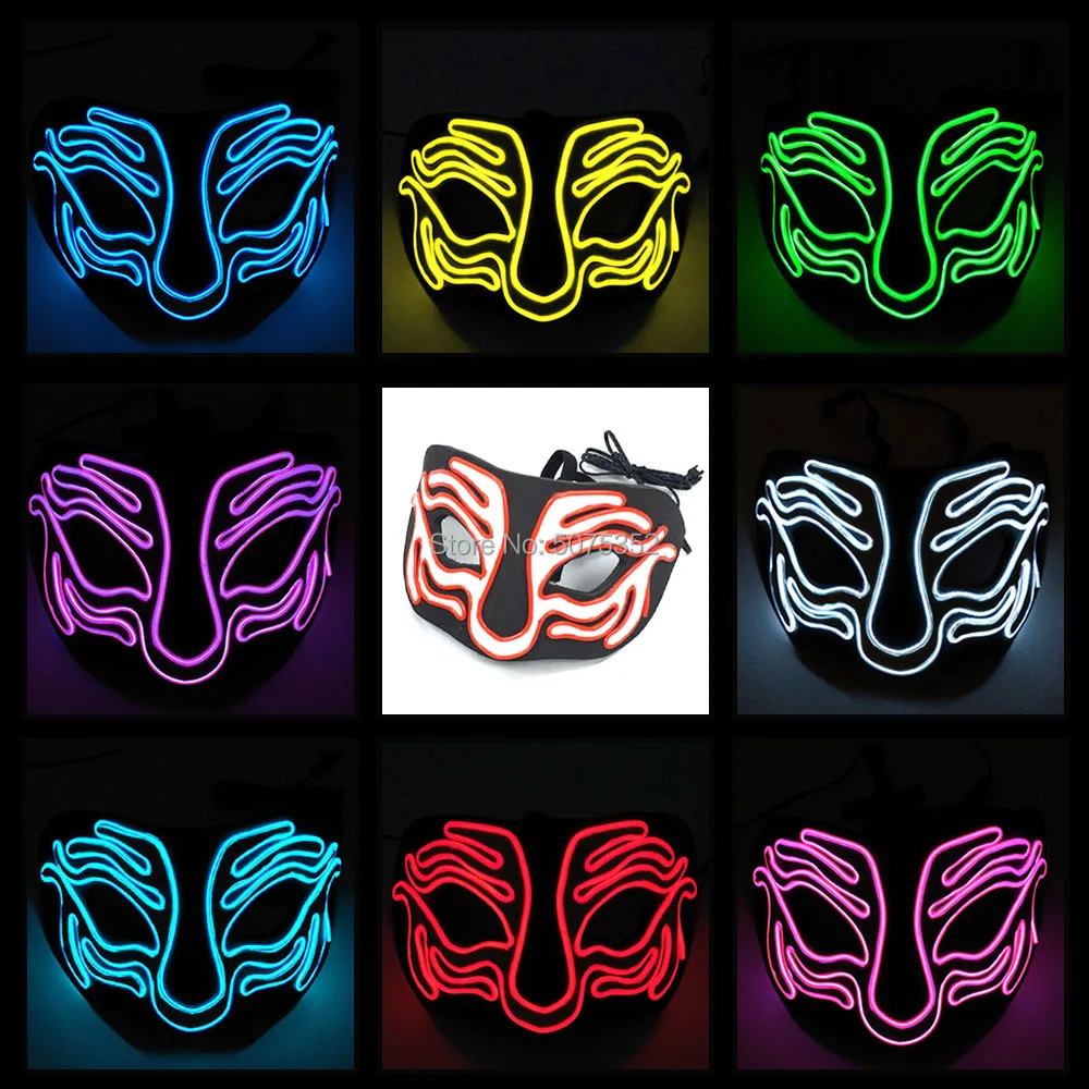 

10 Colors Choice EVA Light Up Mask Half Face Masquerade Cosplay EL Wire Mask Carnival Festival Neon Mask Glow In Dark