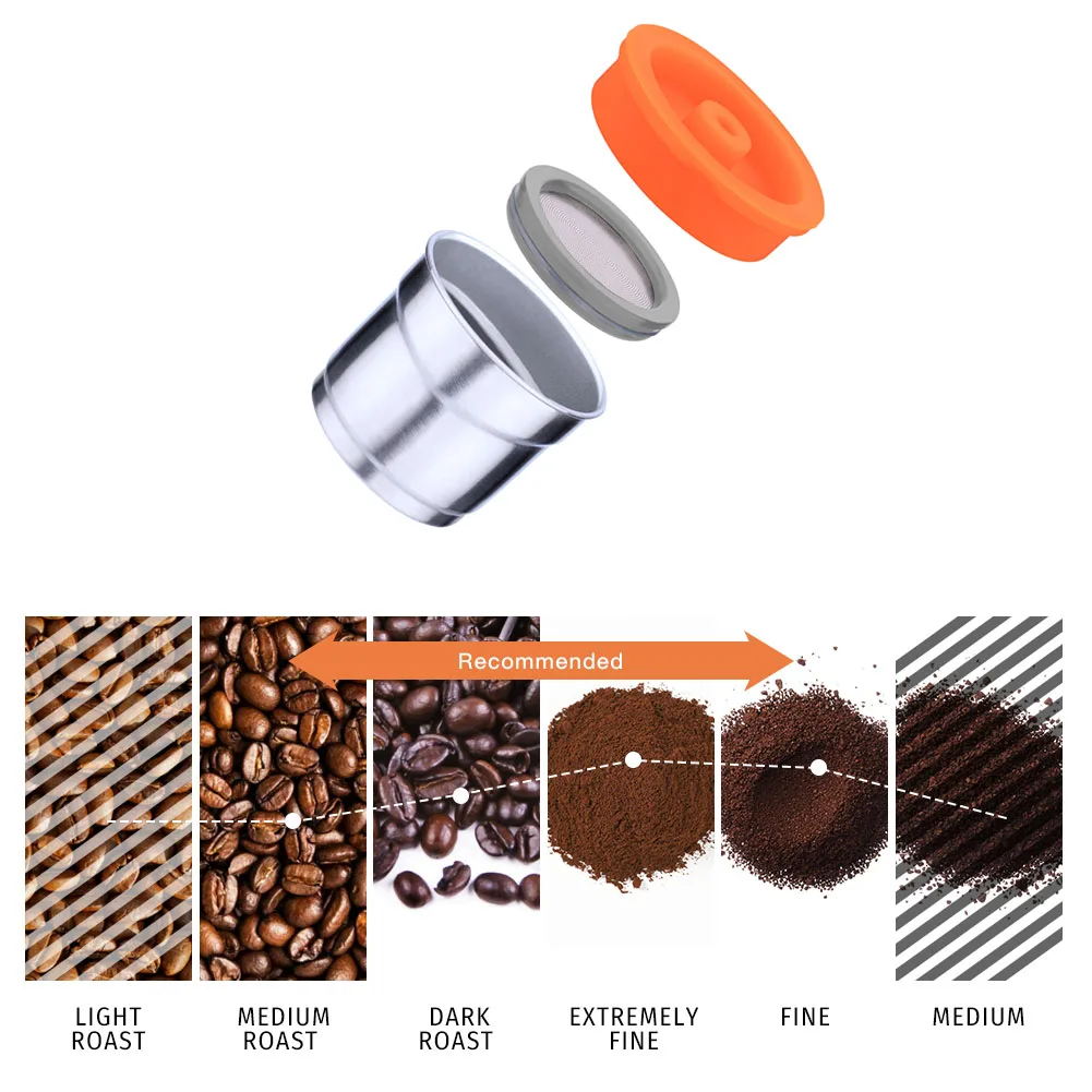 ICafilas Stainless Steel Metal Reusable Coffee Capsule Refillable  Filter with Orange Cover For Illy Y3.2  X7.1 Machine