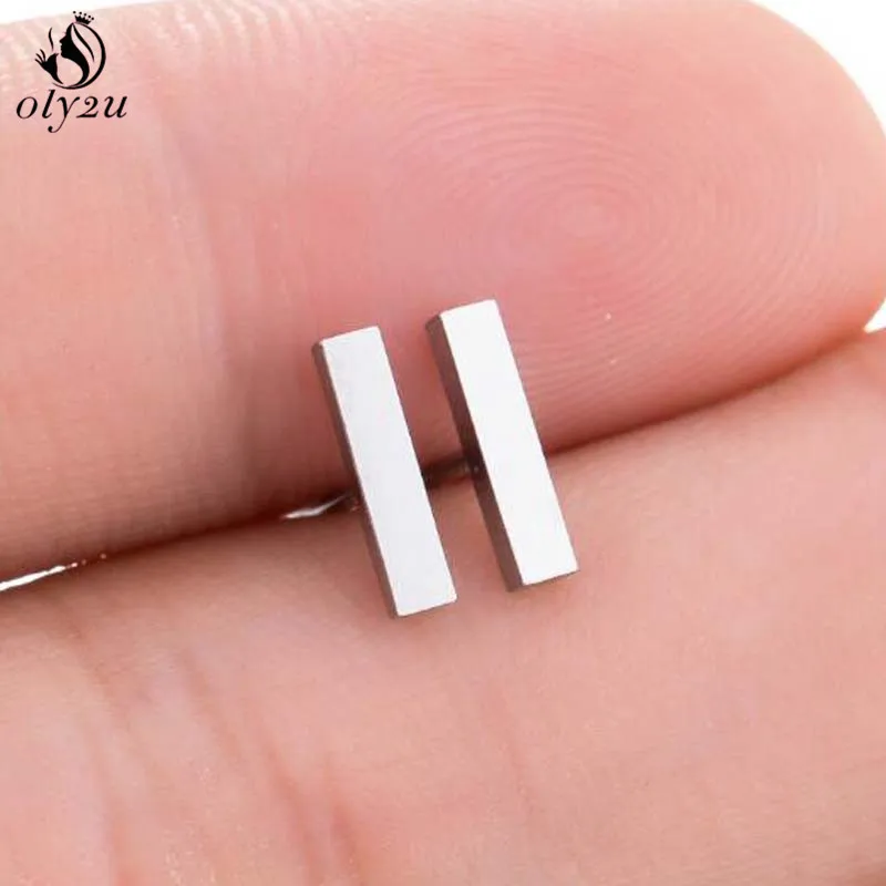 2024 Punk Simple Sticks Ear Studs for Women Geometric T Bar Stud Earrings Girls Fashion Stainless Steel Jewelry Brincos