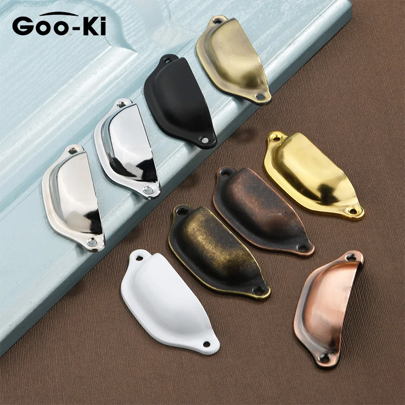 10 Pcs Goo-Ki Antique Cupboard Cabinet Cup Furniture Dresser Shell Pull Handles Cabinet Handle Antique Brass Furniture Handle