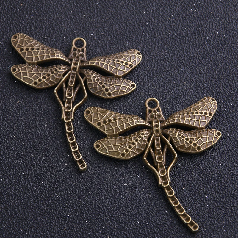 2pcs/lot 50*55mm Two Color Wholesale Metal Alloy Big Dragonfly Charms Jewelry Animal Charm