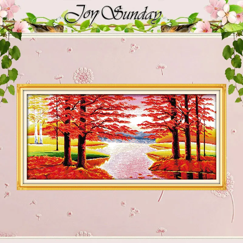 Joy Sunday Maples Bring Good Luck Patterns Counted DIY 11CT 14CT 16CT Stamped DMC Cross-stitch Kit Embroidery Needlework Set