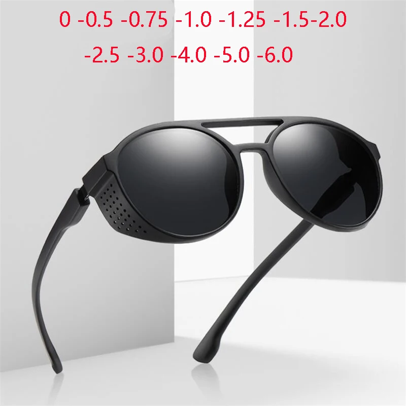 Anti-glare Oval Prescription Lenses Myopia Sunglasses Finished Male Female Colorful Lens Diopter Glasses 0 -0.5 -0.75 To -6.0