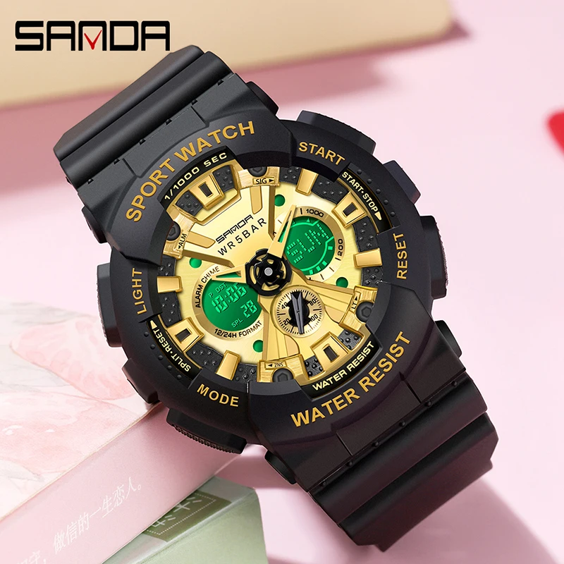 Relogio Masculino High Quality 2022 SANDA Men Women Watch Sports Dual Display 50M Waterproof Wrist Watch for Male Clock