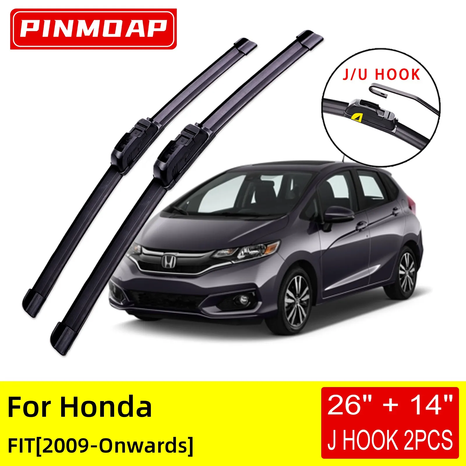 For Honda FIT 2009 2010 2011 2012 2013 2014 2015 2016 2017 2018 2020 2021 Front Wiper Blades Brushes Cutter Accessories U J Hook