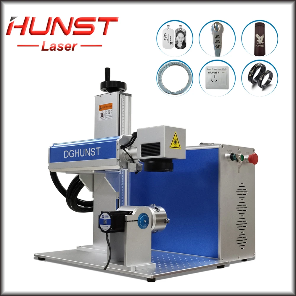 Hunst 60W 50W 30W 20W Fiber Laser Marking Machine Raycus MAX JPT 70mm ~300mm Working Area for DIY Marking Metal Stainless Steel