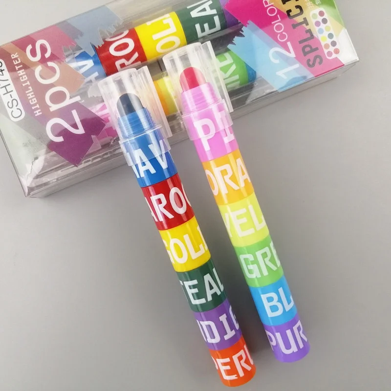 Splicing Rainbow Pastel Highlighter for School Stationery