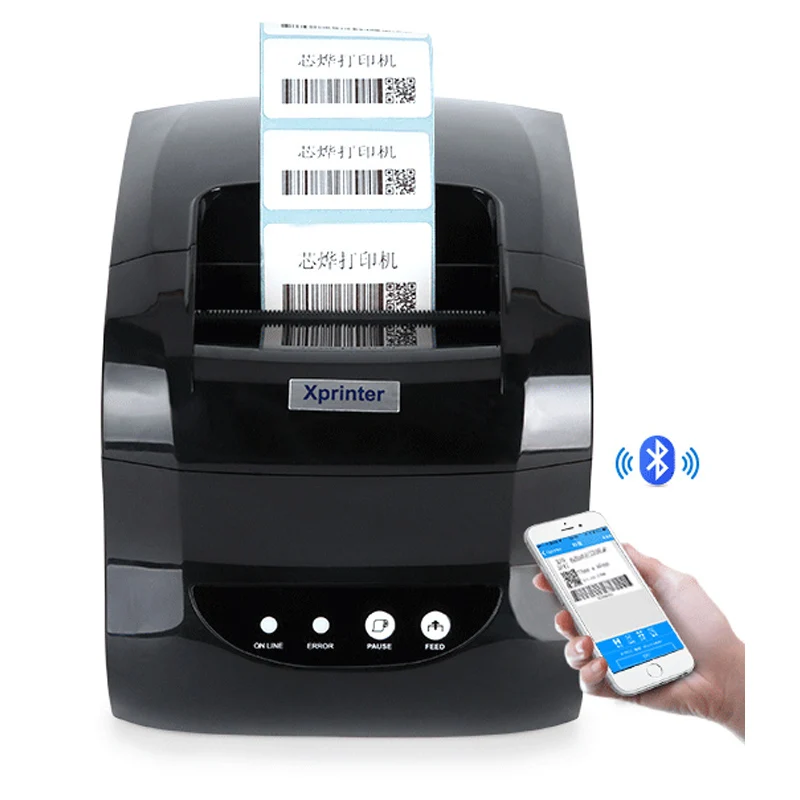 XP-365B Bluetooth Thermal Label Sticker Barcode printer 80mm and Thermal Receipt printer Support Thermal Adhesive Paper Printing