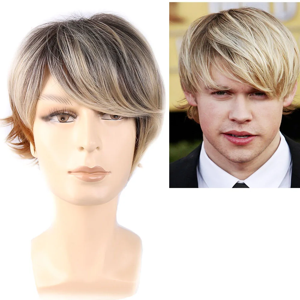 Amir Synthetic Short Ombre Sily Grey wig Striaght hair Wig for Men Male Hair Fleeciness Realistic Hair Wigs