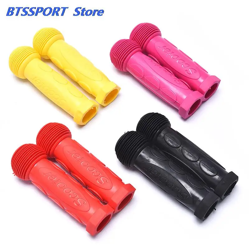 2Pcs Rubber Grip Handle Handlebar Grips Colorful Blue Red Anti-skid Child Children Kids Bike Bicycle Tricycle Skateboard Scooter