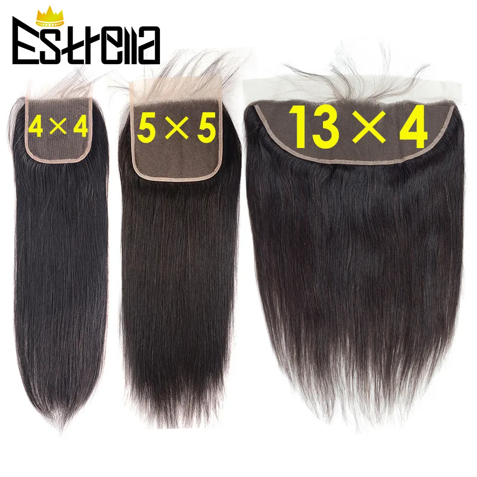 Rechte Kant Sluiting 5X5 4X4 13X4 Kant Frontale Sluiting Menselijk Haar Sluiting Braziliaanse Gratis deel Remy Haar Sluiting Natuurlijke Kleur