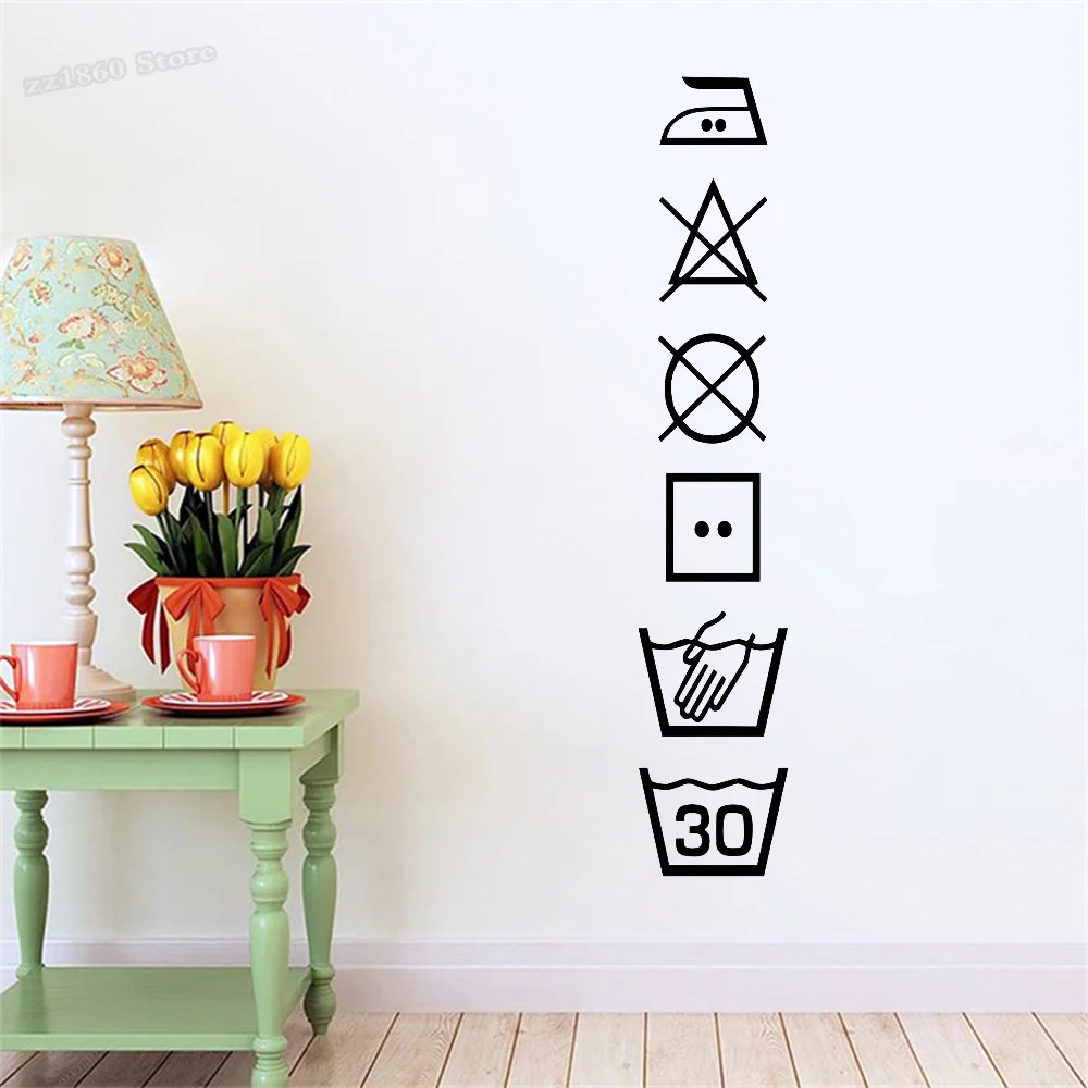 Laundry Room Sign Wall Decal Laundry Symbols Vertical Washing Laundry Room Wall Sticker Vinyl Laundry Room Decor Decals B896