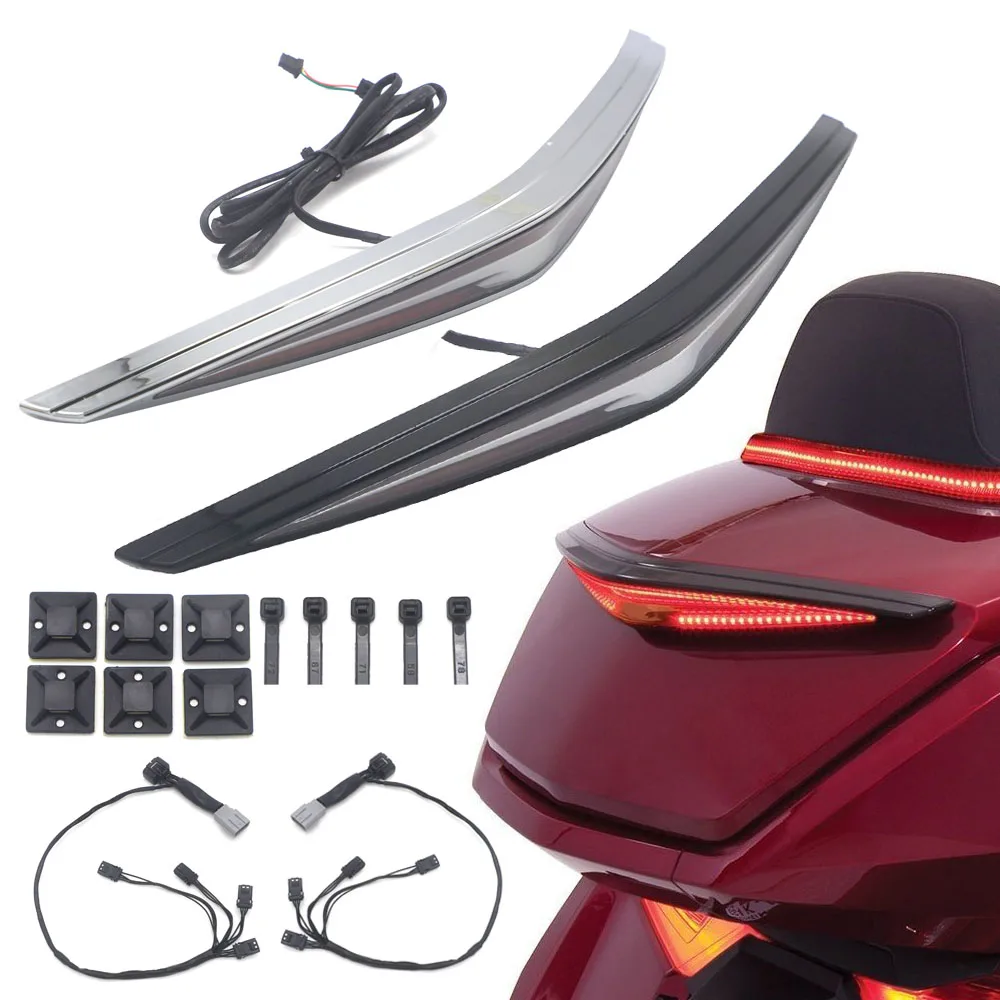 Chrome And BLACK Motorcycle Rear Trunk Turn Signal LED Brake Light For Honda Goldwing GL1800 2019 2018-2020