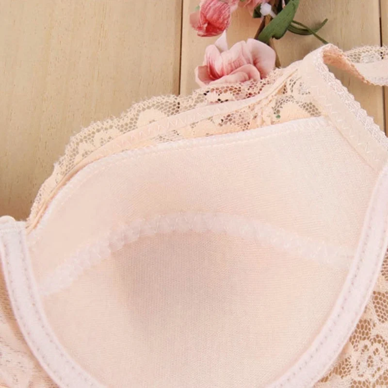 Women Bras Fashion Casual Sexy V-neck Solid Color Chest Pad Lace Sling Nylon Breathable Elasticity Comfortable Women Bras