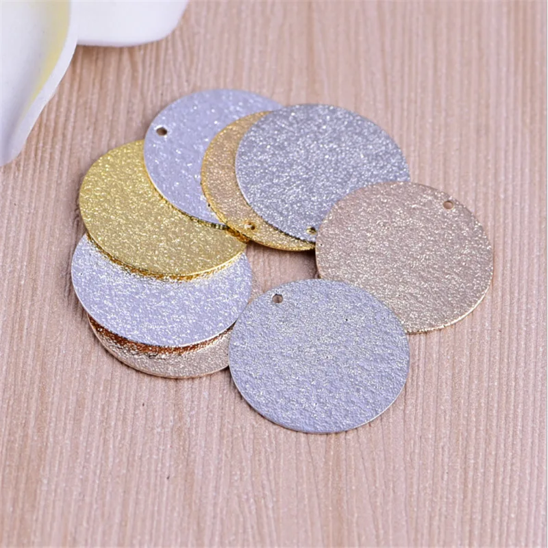 Copper plated double glitter sand texture frosted earrings pendant DIY necklace accessories