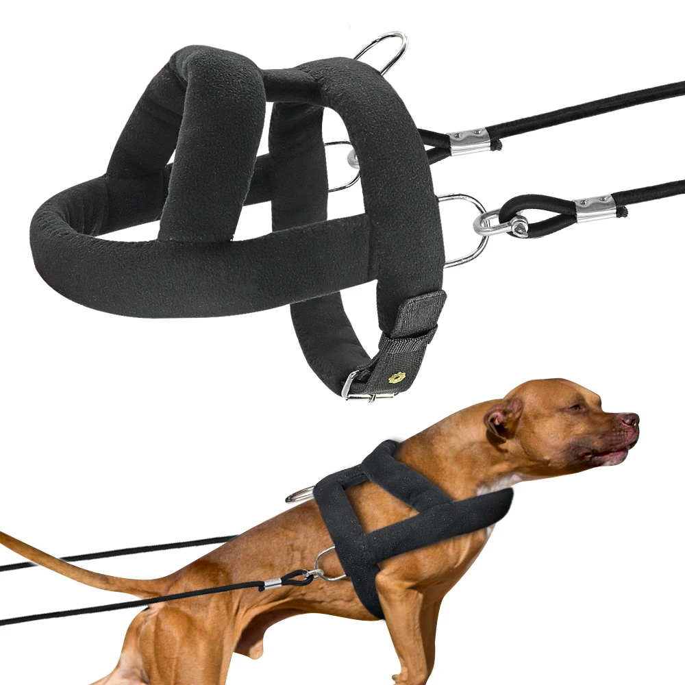 Dog Weight Pulling Harness and Leash Soft Padded Dogs Sledding Harnesses With Durable Lead Rope Pitbull Big Large Dogs Training