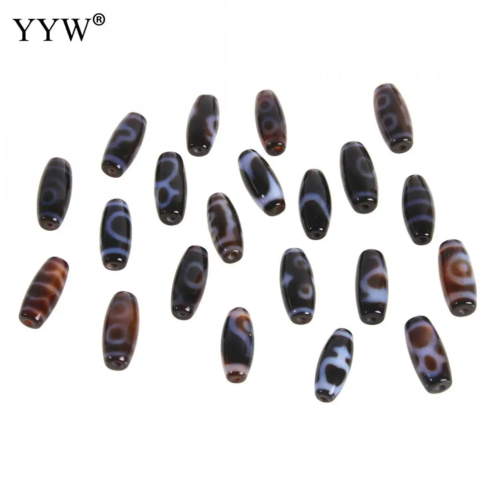 Natural Tibetan Agate Onyx Dzi Beads Two Tone Grade A Oval Nectar/Garuda/Two Eyes/Eight Eyes Beads For Jewelry Making 20x8mm