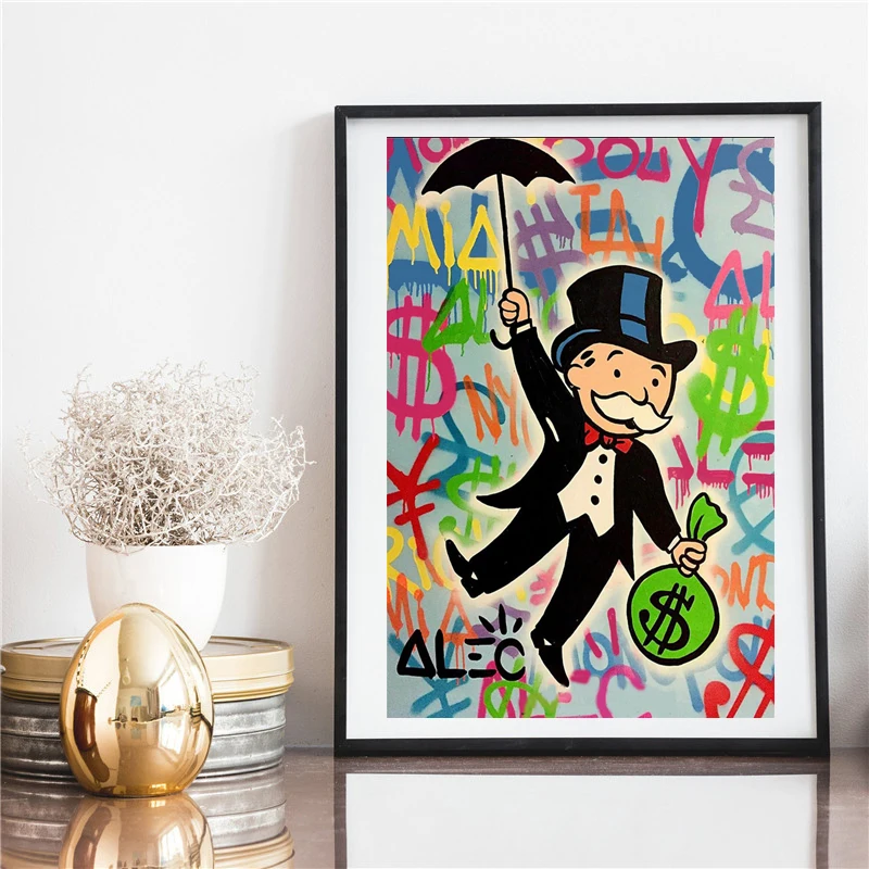 Alec Monopolies Riding Money Art Canvas Painting Print Bedroom Home Decoration Modern Wall Art Oil Painting Poster Pictures