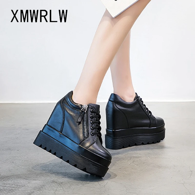 

XMWRLW Women's Chunky Sneakers Autumn Shoes Super High Heels Female Platform Shoes Non-Slip Women 2020 Autumn Black Sneakers