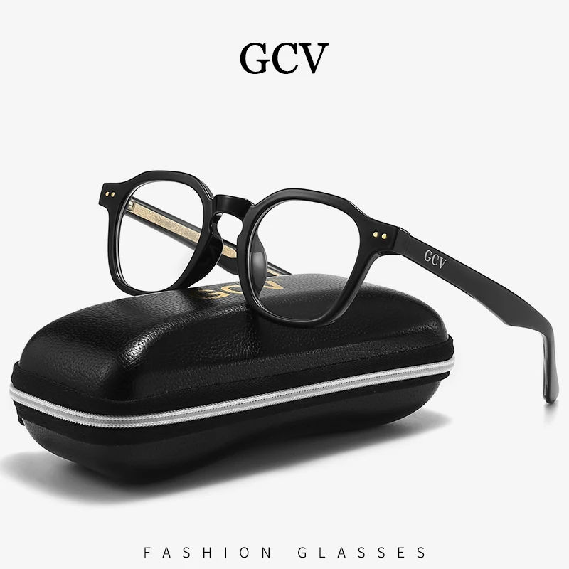 GCV Acetate Johnny Depp-Gafas de ordenador para hombre y mujer, lentes transparentes redondas con bloqueo azul, 2022