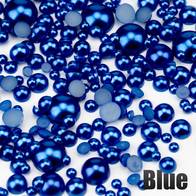 VDD 200g Großhandel, gemischte Größen 3-10mm, mehrfarbige ABS-Imitationsperlen, halbrunde Flachrückperlen für DIY-Handwerk, Nagelkunst-Dekorationen – Detail 16