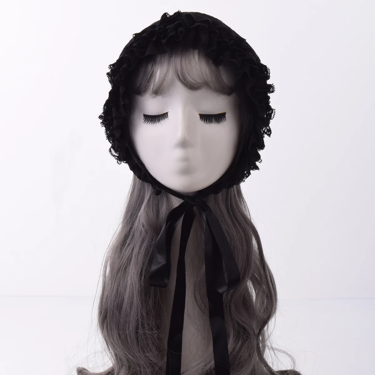 Women Lolita Bonnet Cap White Black Lace Maid Cosplay Headwear Mori Girl Pumpkin Sweet Hat Accessories