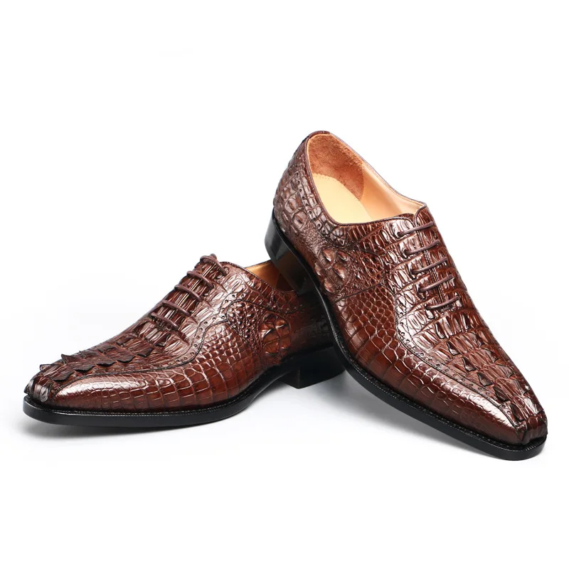 Men\'s high-end crocodile true leather shoes men\'s leather casual shoes men business suits shoe leather sole Goodyear craft