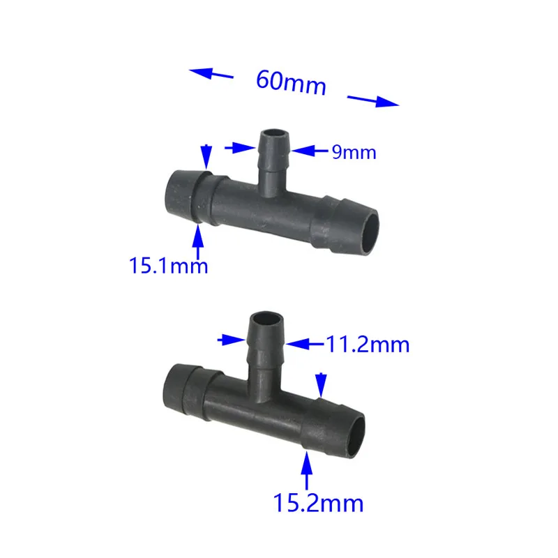 6pcs T-type 1/2 to 8mm 10mm garden hose splitter Reducing tee barb connector 3 way water splitter 6 pcs