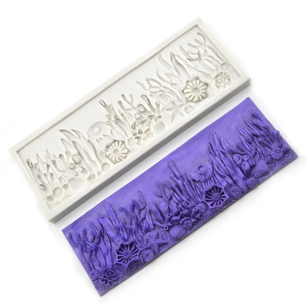 New Marine Series Conch Coral Bath Shell Silicone Cake Mold Fondant Tools Chocolate Mold Cake Lace Mat Cake Decorating Tools
