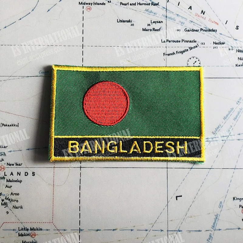 Bangladesz flaga narodowa łaty do haftu odznaka tarcza kwadratowe Pin jeden zestaw na tkaninie opaska dekoracja plecaka