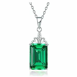 Classic Necklace 925 Silver Jewelry Rectangle Emerald Gemstone Pendant Ornaments for Women Wedding Promise Party Gift Wholesale