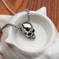 Retro Gothic Small Skull Ghost Head Pendant Necklace Suitable for Men and Women Fashion Personality Punk Jewelry Gifts