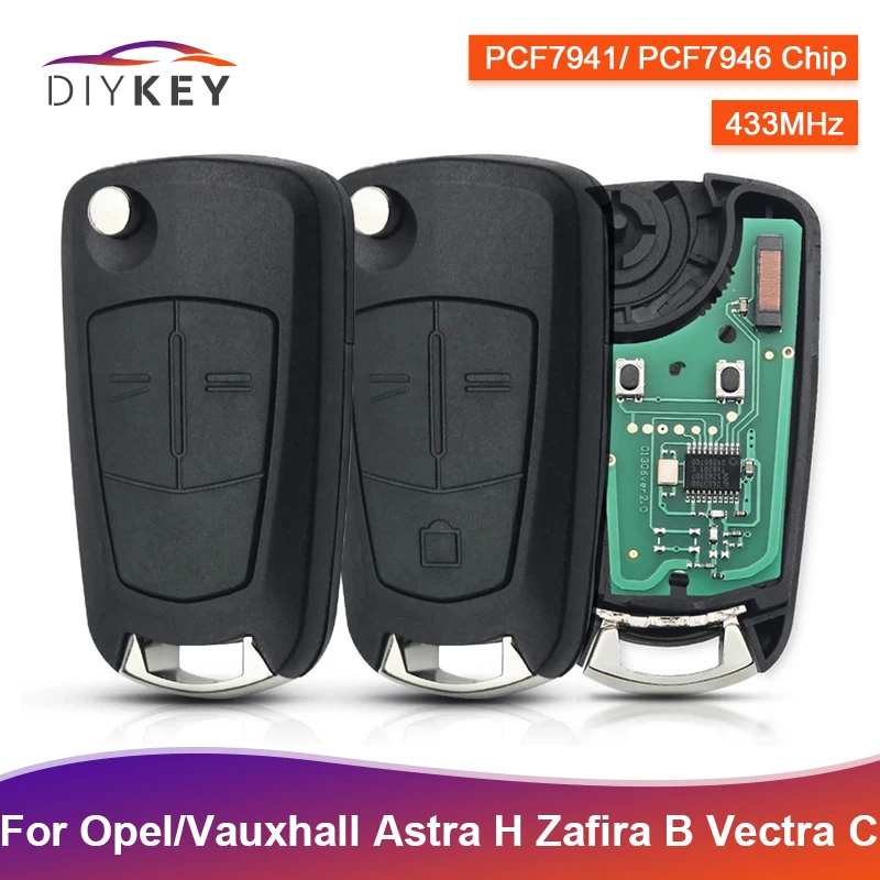 DIYKEY 3 Button 433MHz PCF7941 PCF7946 ID46 Chip For Opel Vauxhall Astra H Zafira B Vectra C Corsa D Meriva B Signium Remote Key